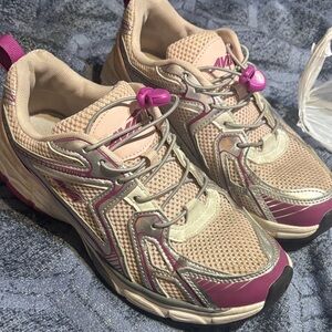 Avia Women's Beige and Magenta Athletic Shoes